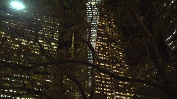 Bryant Park por la noche NYC — Vídeos de Stock