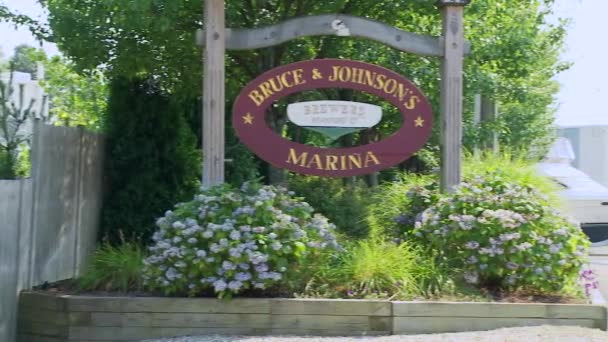 Bruce & Johnson's Marina sign — Stock Video