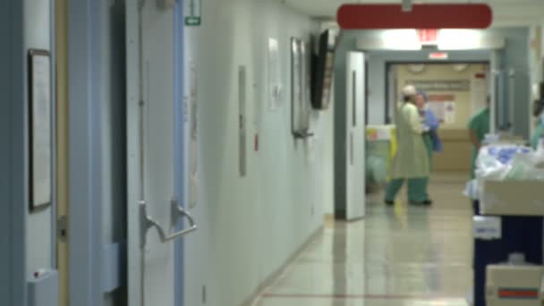 Personnel hospitalier se déplaçant dans un couloir typique — Video