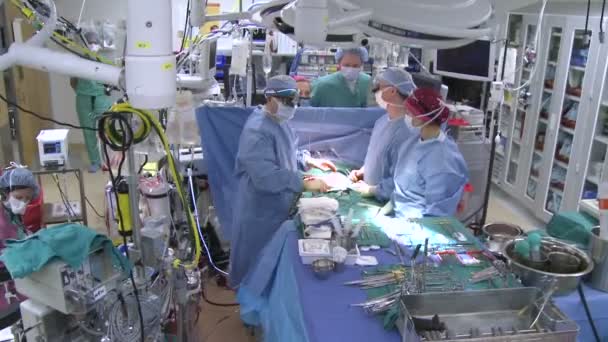 Surgical team during heart surgery — Stock Video