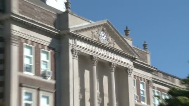 Close up shot of brick high school — Stock Video