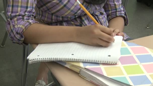 Junior high students writing in class (5 of 6) — Stock Video