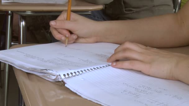 Uczniowie pisząc w swoich notebooków w klasie (2 z 3) — Wideo stockowe