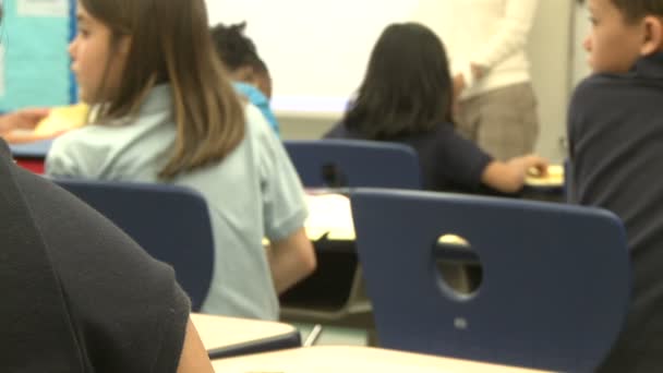 Estudiantes de primaria sentados en el aula (2 de 6 — Vídeo de stock