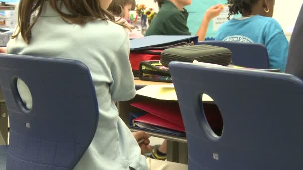 Grammar school students sitting in classroom (4 de 6 ) — Video