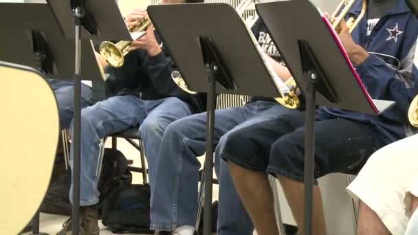 Studentów, gra na instrumentach w klasie muzyki (6 z 8) — Wideo stockowe