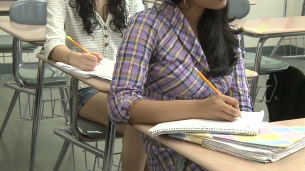 Junior hight studenten schrijven in de klas (6 van 6) — Stockvideo