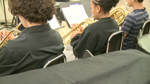 Estudiantes de secundaria que practican en clase de música (7 de 10 ) — Vídeo de stock