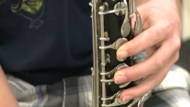 Estudantes tocando instrumentos na aula de música (4 de 8) ) — Vídeo de Stock