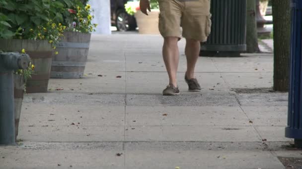 Menschen, die vor einem Geschäft an Blumen vorbeigehen (4 von 4) — Stockvideo