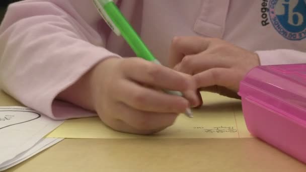 Grammar school student working on  paper in classroom (1 of 4) — Stock Video