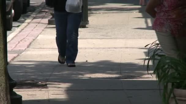 Personas caminando por la acera (2 de 7 ) — Vídeo de stock