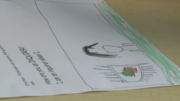 Disegno dello studente della scuola di grammatica con una matita (2 di 3 ) — Video Stock