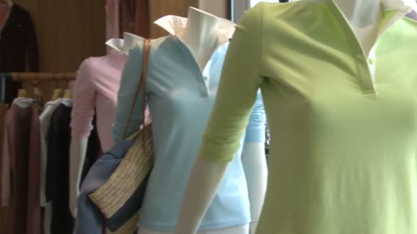 Clothes being display in a designer clothing store (2 de 2 ) — Video