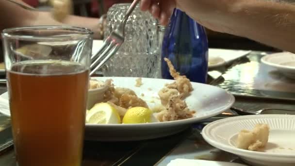 A person dipping fried food into Tarter Sauce — Stock Video