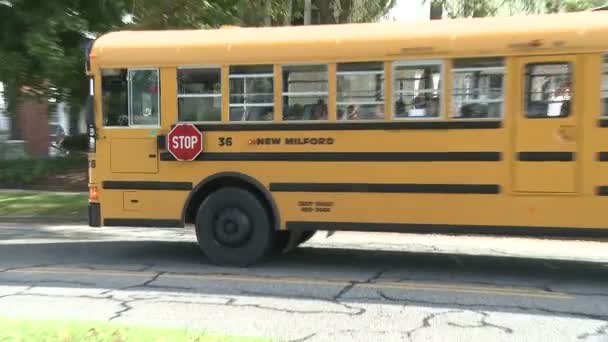 Schoolbus pick-up (3 van 3) — Stockvideo