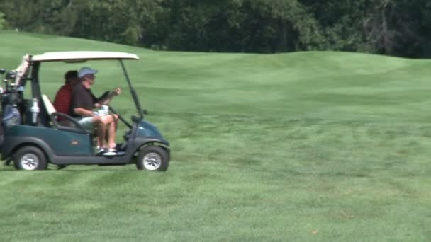 Golfcart fährt auf Kurs — Stockvideo