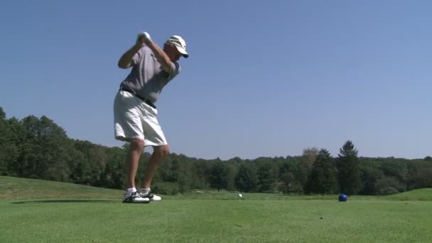 Golfista conduciendo pelota por Fairway — Vídeo de stock