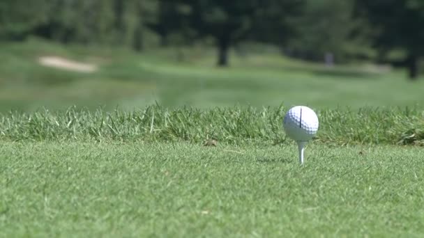 Крупный план водителя, соединенный с мячом для гольфа — стоковое видео