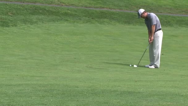 Golfer chips on to the green (2 of 2) — Stock Video