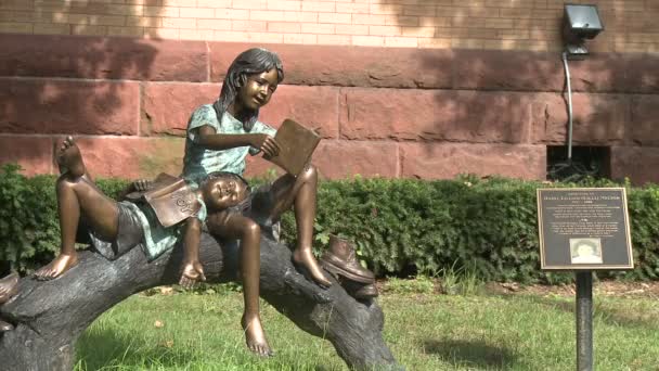 Estatua de las niñas leyendo (4 de 4 ) — Vídeo de stock