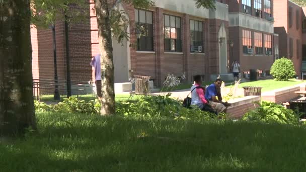 Estudiantes en un campus universitario (7 de 9 ) — Vídeo de stock