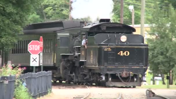 Trein langzaam trekken in station (4 van 4) — Stockvideo