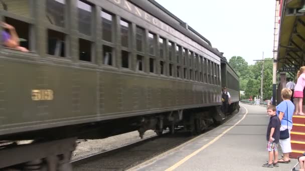 Vonat, húzza ki az állomás — Stock videók