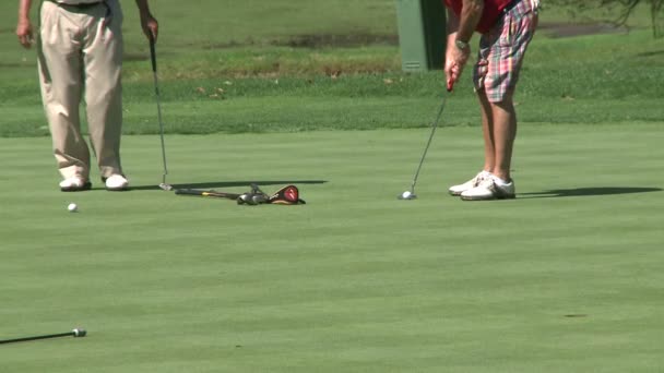 Golfistas haciendo hoyo (1 de 3 ) — Vídeo de stock