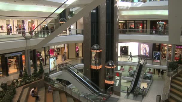 Zakupów w centrum handlowym w pobliżu schody i windy — Wideo stockowe