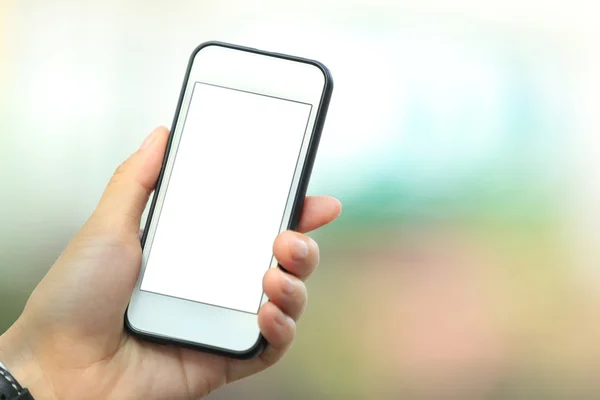 Mão feminina com telefone — Fotografia de Stock