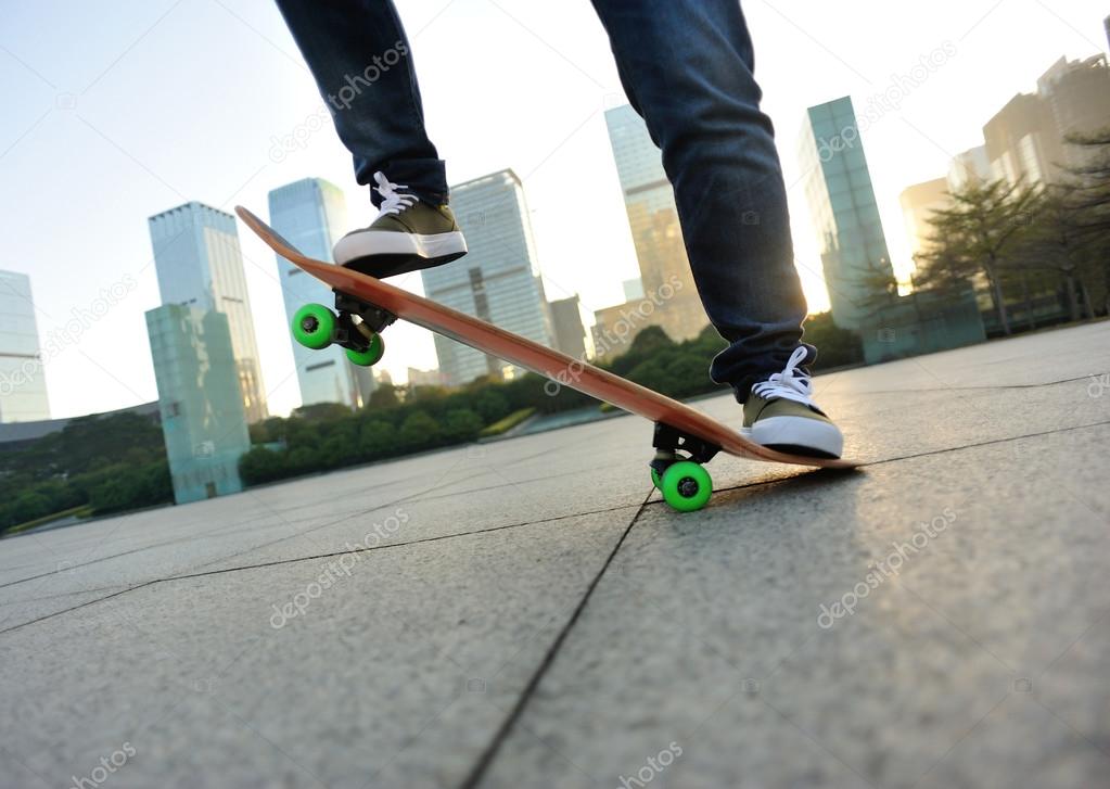 skateboarding legs at city