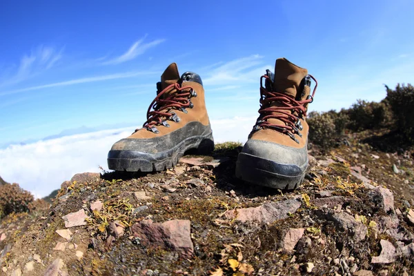 hiking boots on peak