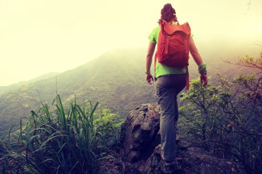 Mountain kadın uzun yürüyüşe çıkan kimse 