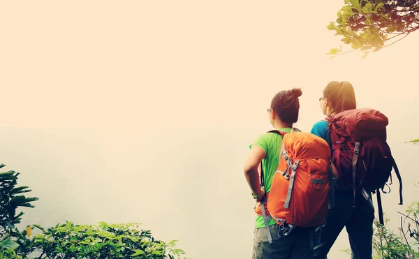 Successful hikers on mountain — Stock Photo, Image