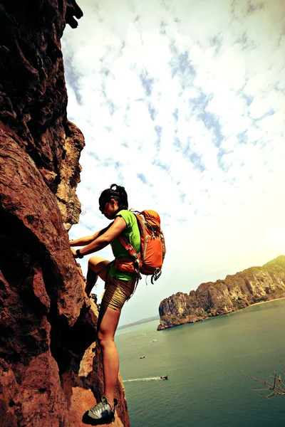 Donna scalatore di roccia — Foto Stock