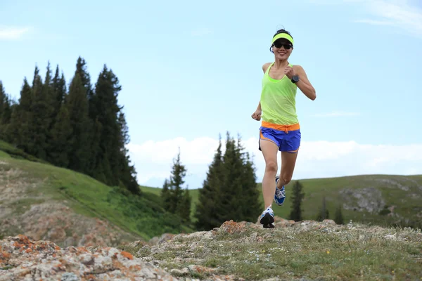 Trailrunner läuft auf Gipfel — Stockfoto