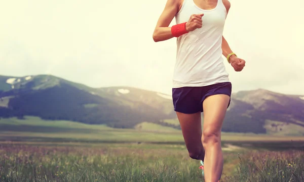 Trail runner running on peak — Stock Photo, Image