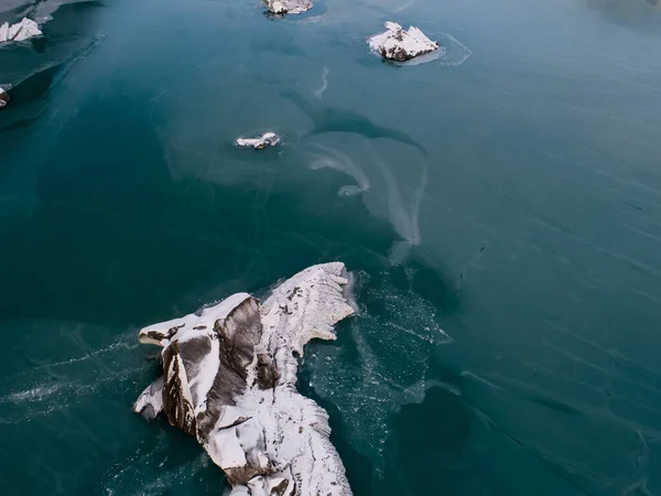 Aerial View Beautiful Frozen Glacier Lagoon Tibet China — Stock Photo, Image