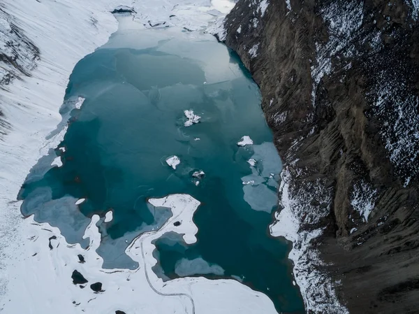 Letecký Pohled Krásnou Zamrzlou Ledovcovou Lagunu Tibetu Čína — Stock fotografie