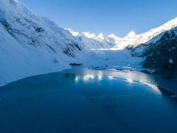 Letecký Pohled Krásnou Zamrzlou Ledovcovou Lagunu Tibetu Čína — Stock fotografie