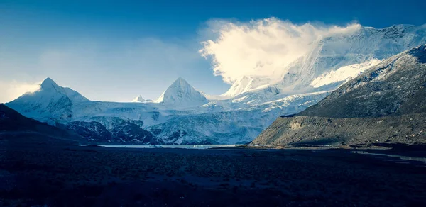 Panorama Utsikt Över Vackra Glaciärlagunen Och Snöberg Tibet Kina — Stockfoto