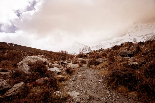 Trail Leder Till Snöberg Tibet Kina — Stockfoto