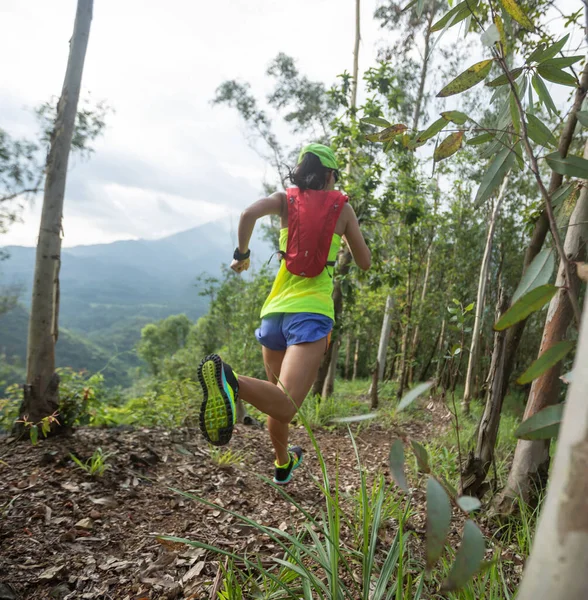 Женщина Бегунья Бежит Летней Лесной Тропе — стоковое фото