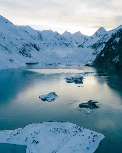 Letecký Pohled Krásnou Zamrzlou Ledovcovou Lagunu Tibetu Čína — Stock fotografie