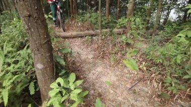 Bisiklet süren genç bir kadın