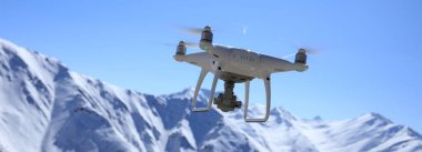 Uçan İHA Tibet, Çin 'deki buzullu lagünün fotoğrafını çekiyor.