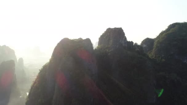 Hermosos Árboles Verdes Exuberantes Las Montañas Tropicales Nebulosa Mañana Verano — Vídeos de Stock