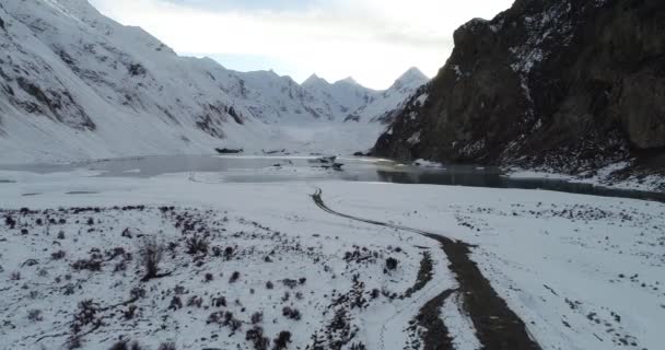 Vista Aérea Hermosa Laguna Glaciar Congelada Tíbet China — Vídeos de Stock