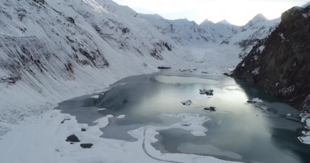 Flygfoto Över Vacker Frusen Glaciärlagun Tibet Kina — Stockvideo